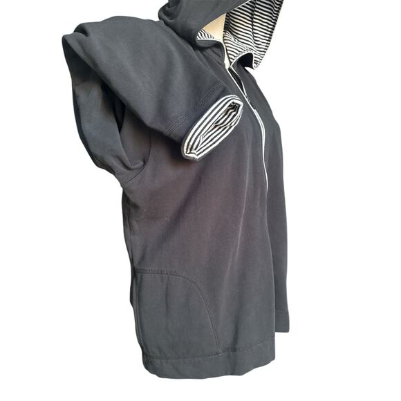 L.L.Bean Women's XL Gray Full-Zip Jacket Hooded Stripped Sweatshirt Cotton - Picture 4 of 5